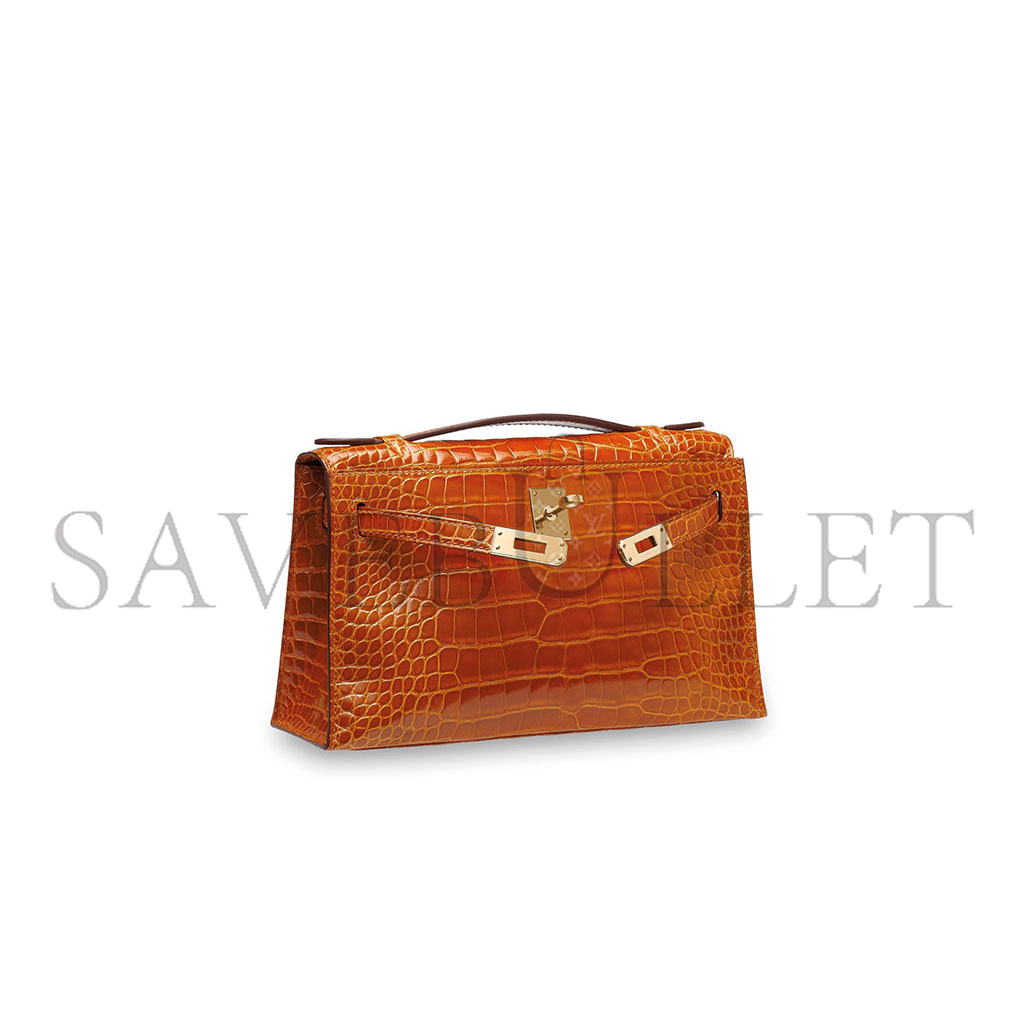 H**mes master pain dÉpice alligator kelly pochette with permabrass hardware (22*14*7cm)